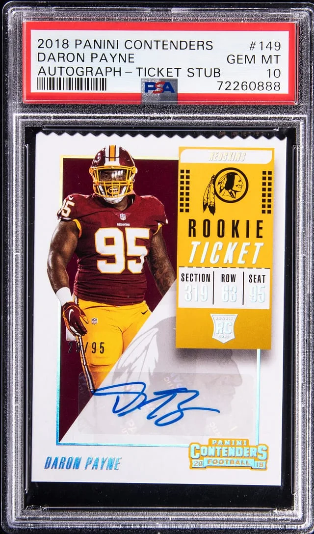 2018 Panini Contenders Daron Payne Autograph Ticket Stub #149 card image