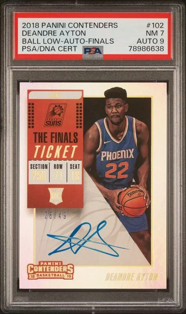 2018 Panini Contenders Deandre Ayton Ball Low-Autograph-The Finals #102 card image