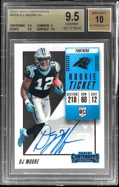 2018 Panini Contenders D.J. Moore Ticket Autograph #107A card image