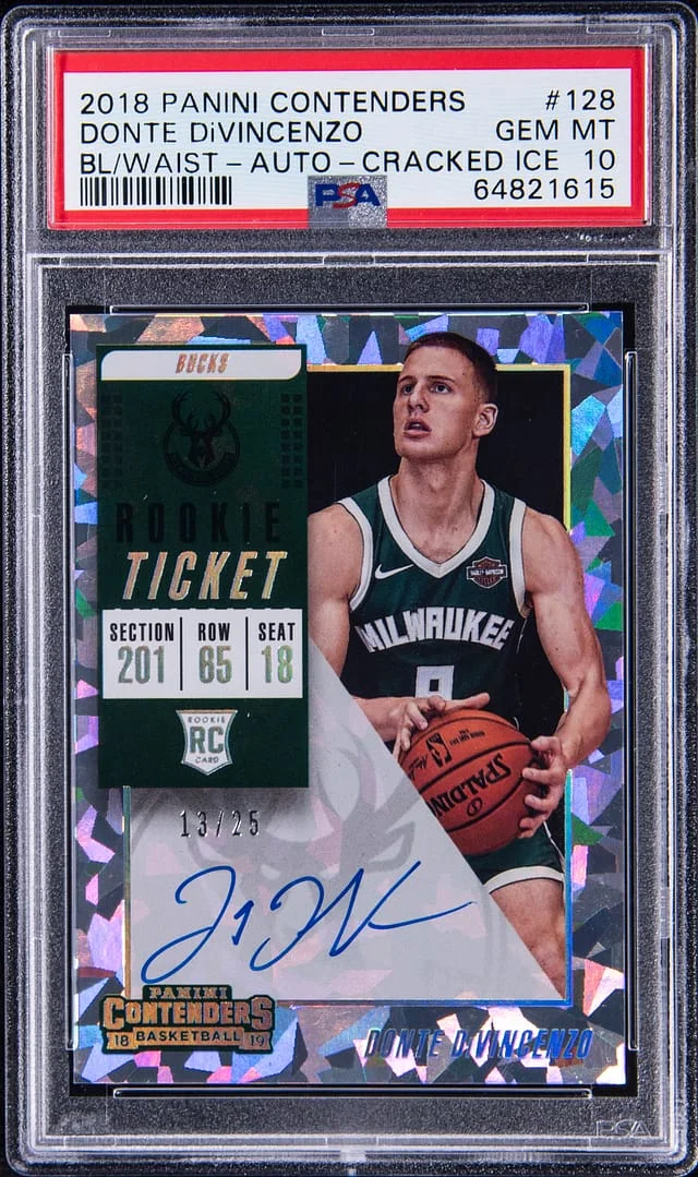 2018 Panini Contenders Donte DiVincenzo Ticket Cracked Ice #128 card image
