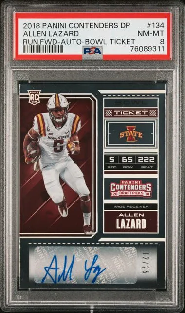 2018 Panini Contenders Draft Picks Allen Lazard, Running Forward Bowl Ticket Autographs #134 card image