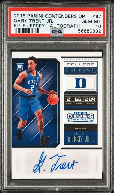 2018 Panini Contenders Draft Picks Gary Trent Jr. Blue Jersey-Autograph #67 card image