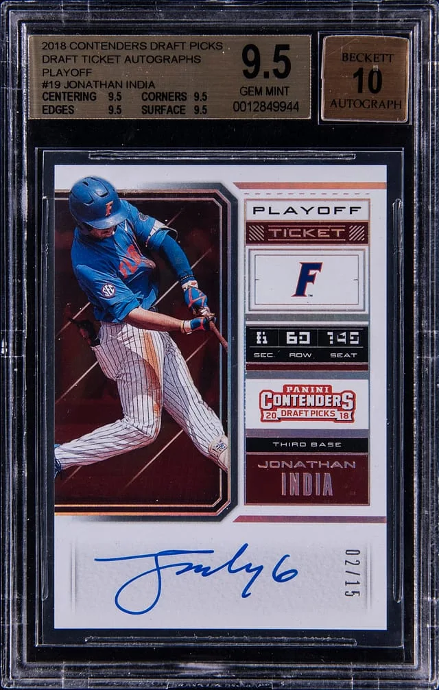 2018 Panini Contenders Draft Picks Jonathan India Playoff Ticket Autographs #19 card image