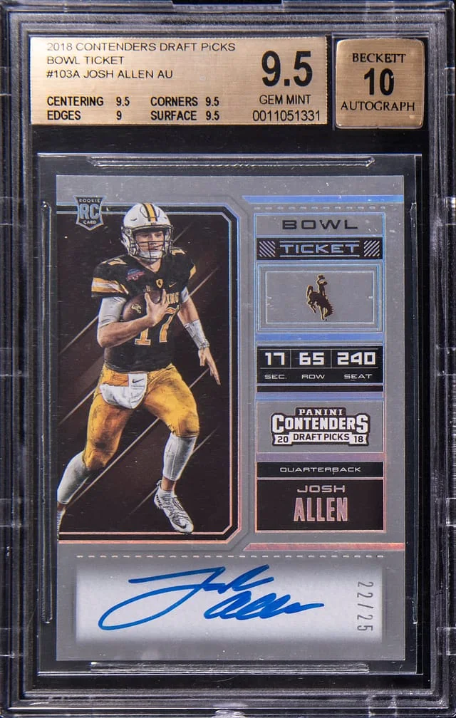 2018 Panini Contenders Draft Picks Josh Allen College Bowl Ticket Autographs Variation C #103 card image