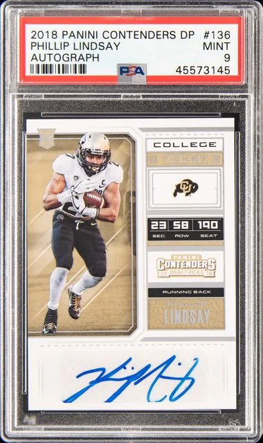 2018 Panini Contenders Draft Picks Phillip Lindsay Autograph #136 card image