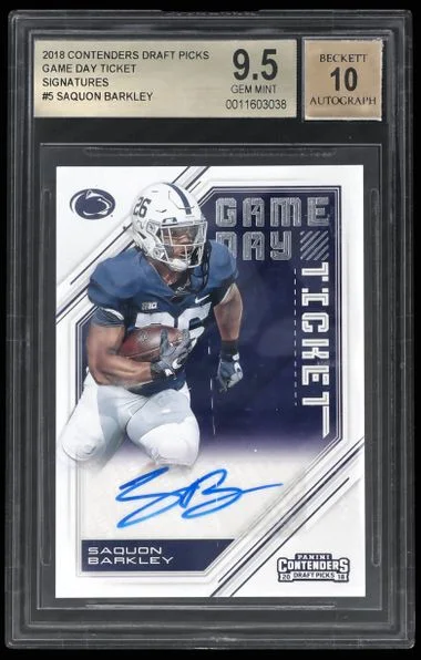 2018 Panini Contenders Draft Picks Saquon Barkley Game Day Ticket #5 card image
