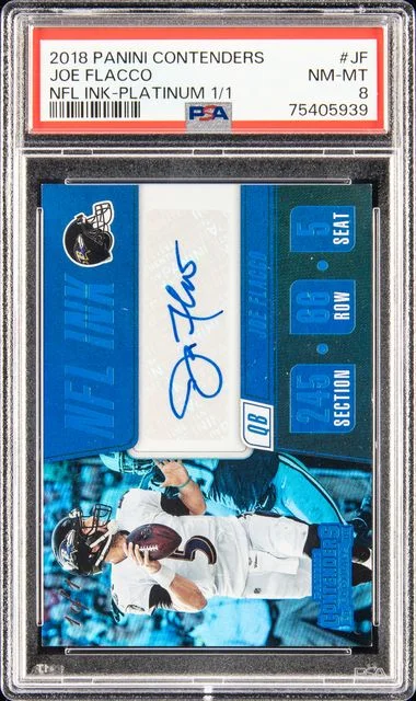 2018 Panini Contenders Joe Flacco NFL Ink Platinum #NI-JF card image