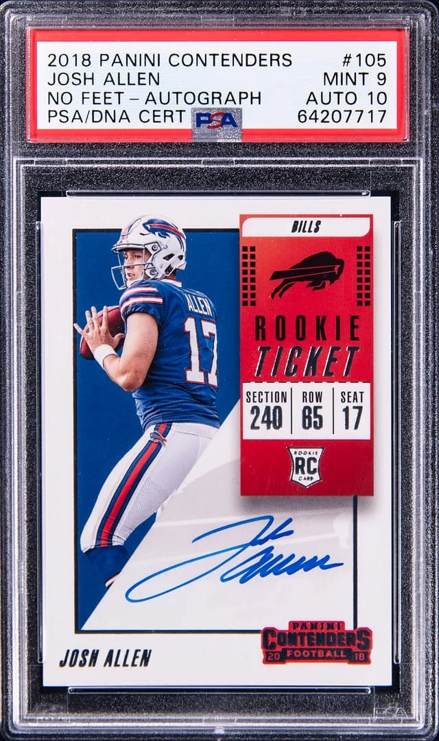 2018 Panini Contenders Josh Allen, No Feet Showing Ticket Autograph #105 card image