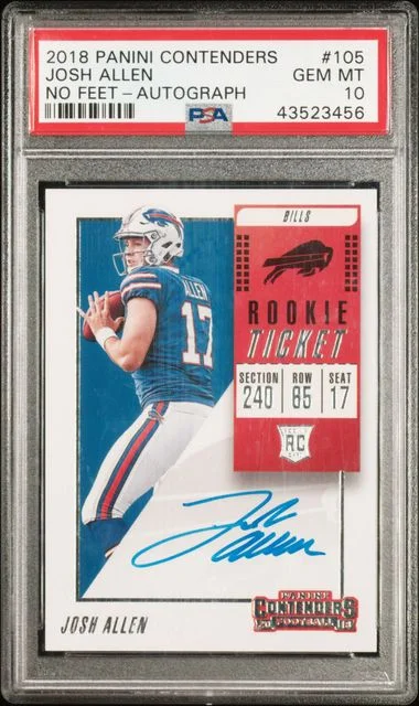 2018 Panini Contenders Josh Allen, No Feet Visible Ticket Autograph #105 card image