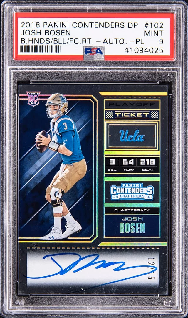 2018 Panini Contenders Josh Rosen Draftpicks Ball on Hands Both Legs Facing Right Autograph Playoff #3102 card image