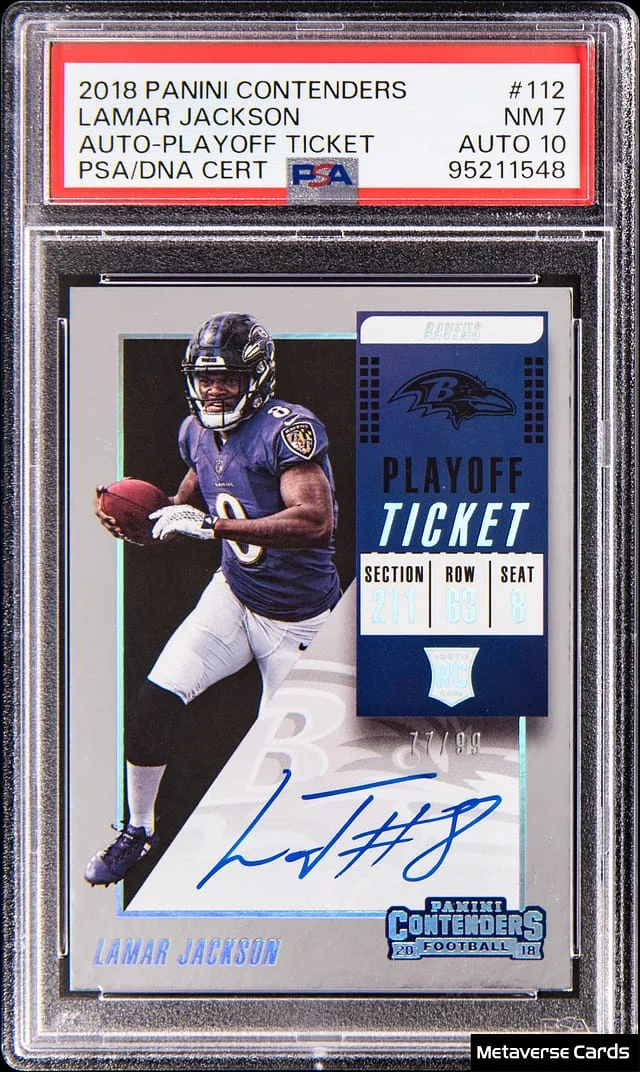 2018 Panini Contenders Lamar Jackson Autographs Playoff Ticket #112 card image