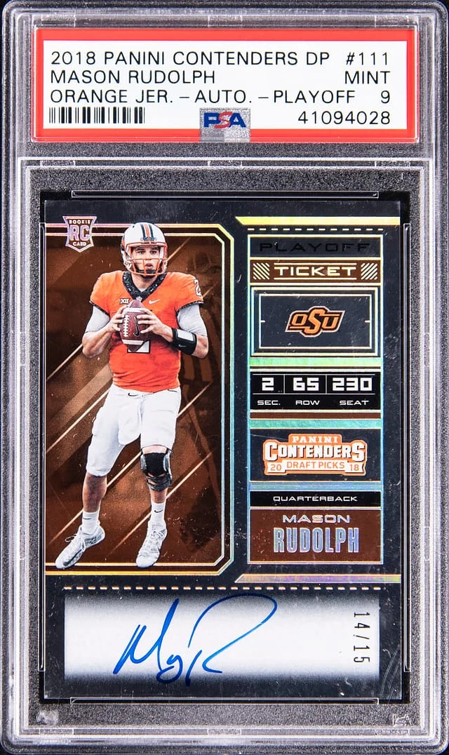 2018 Panini Contenders Mason Rudolph Draftpicks Orange Jersey Autograph Playoff #111 card image