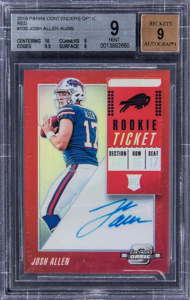 2018 Panini Contenders Optic Josh Allen Autograph Red #105 card image