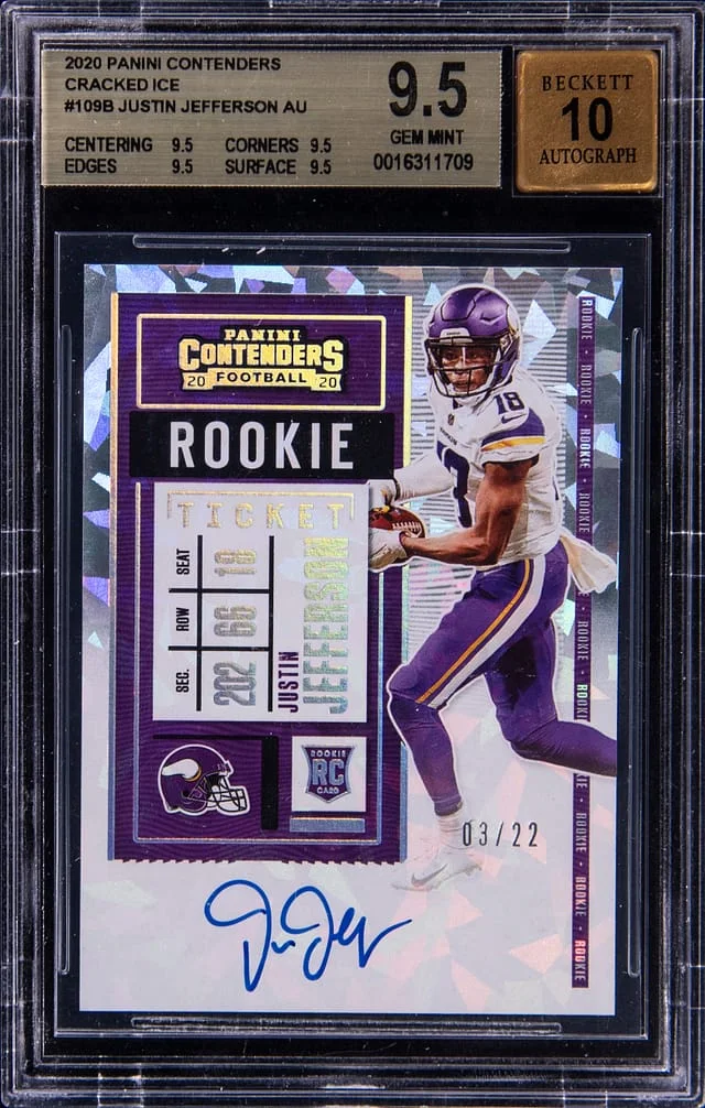 2018 Panini Contenders Optic Justin Jefferson Cracked Ice #109 card image