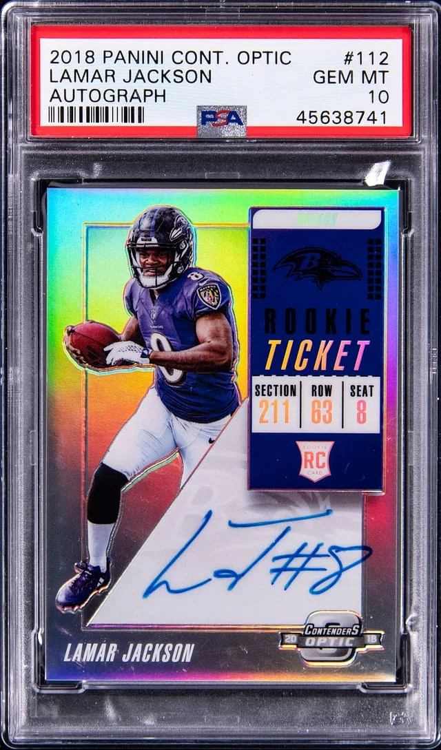 2018 Panini Contenders Optic Lamar Jackson Autograph #112 card image