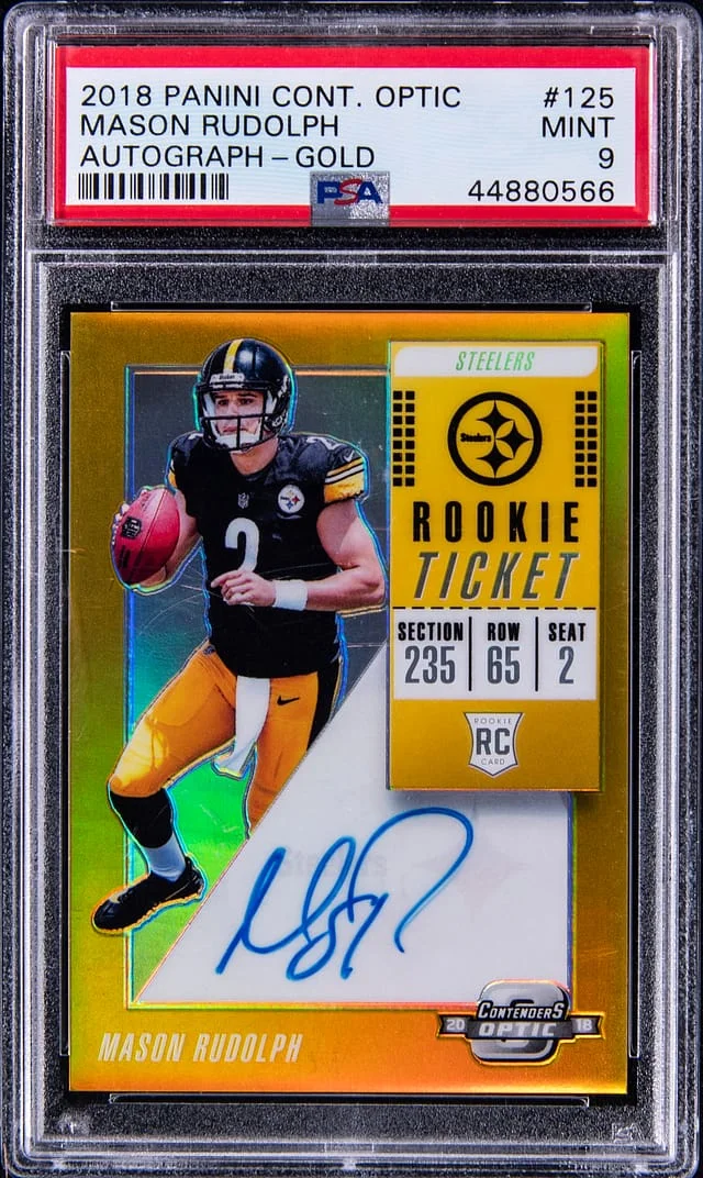 2018 Panini Contenders Optic Mason Rudolph Ticket Autograph Gold Prizm #125 card image