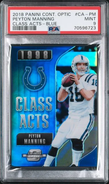 2018 Panini Contenders Optic Peyton Manning Class Acts Blue #CA-PM card image