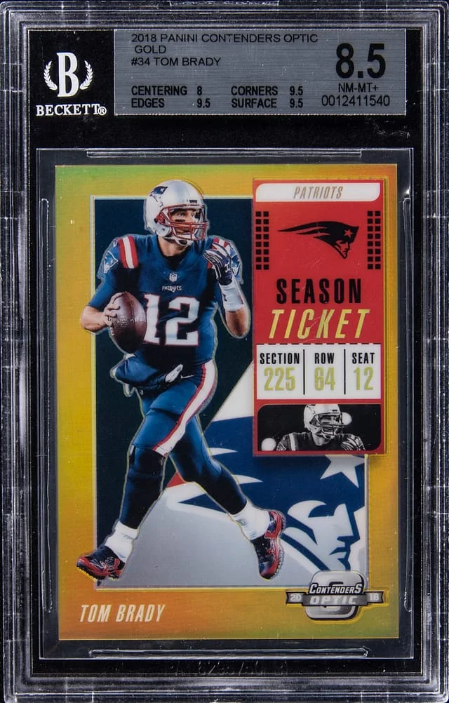 2018 Panini Contenders Optic Tom Brady Gold #34 card image