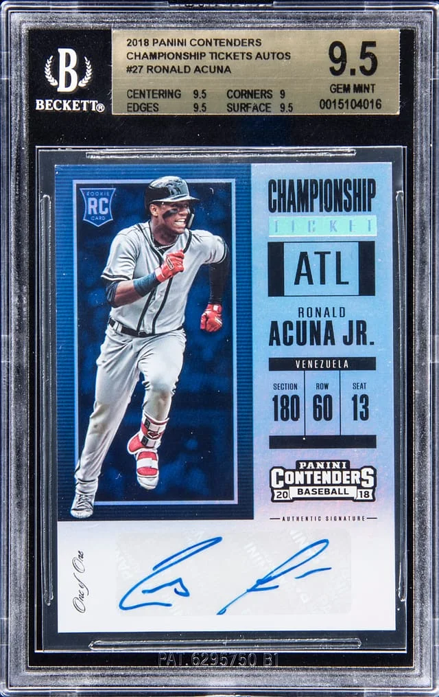 2018 Panini Contenders Ronald Acuna Jr Championship Ticket Autographs #27 card image