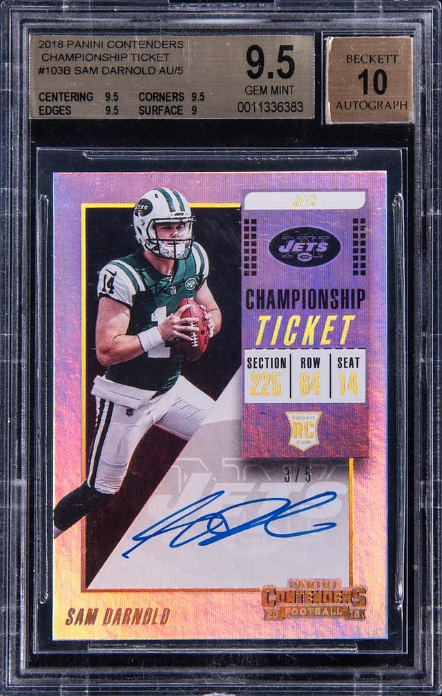 2018 Panini Contenders Sam Darnold Ticket Autograph Cracked Ice #103 card image