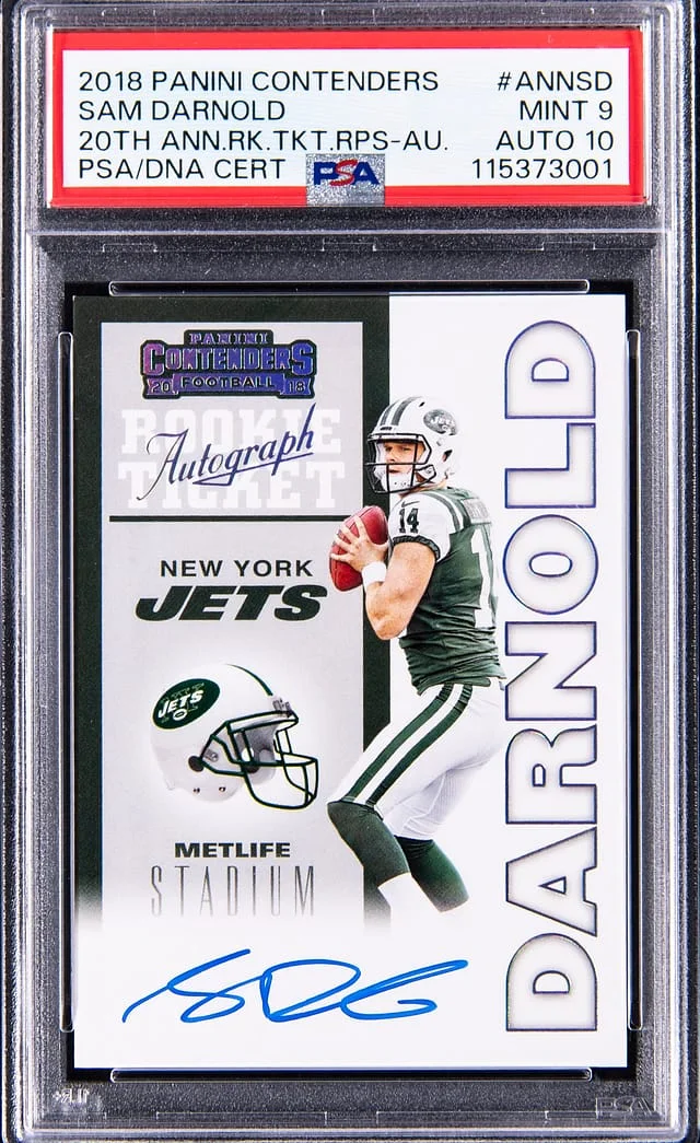 2018 Panini Contenders Sam Darnold 20th Anniversary Ticket RPS Autograph #ANNSD card image