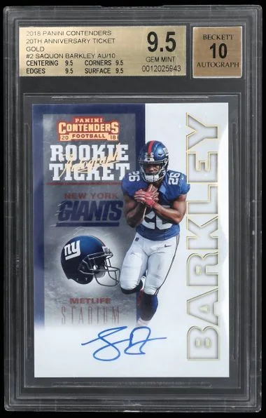 2018 Panini Contenders Saquon Barkley Au/10 #2 card image
