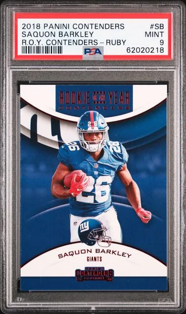 2018 Panini Contenders Saquon Barkley Of The Year Contenders #SB card image