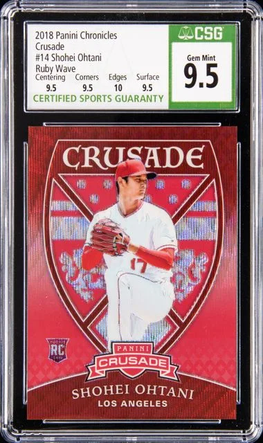 2018 Panini Contenders Shohei Ohtani Crusade Ruby Wave #14 card image