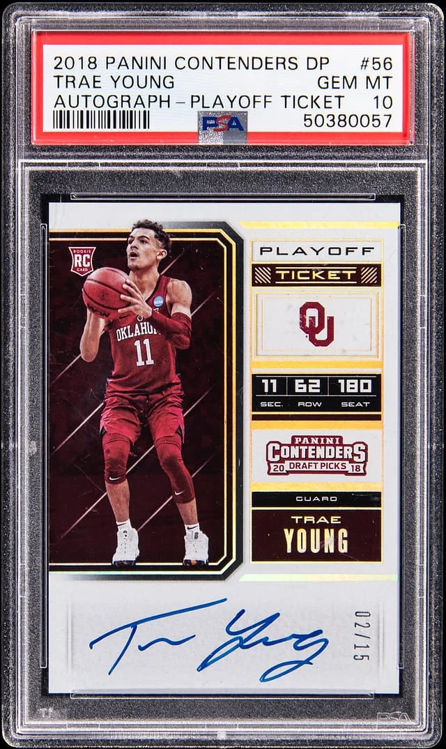 2018 Panini Contenders Trae Young Autograph-Playoff Ticket #56 card image