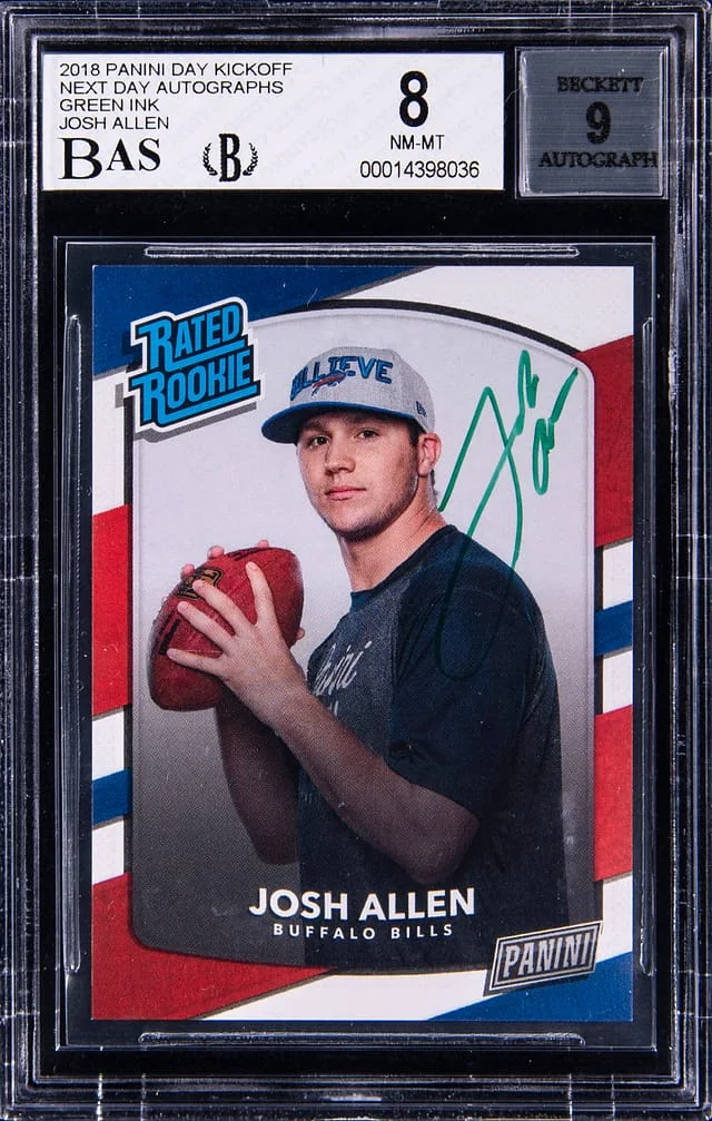 2018 Panini Day Kickoff Next Day Autographs Green Ink Josh Allen #no-number card image