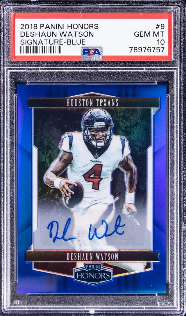 2018 Panini Deshaun Watson Honors Signature Blue #9 card image