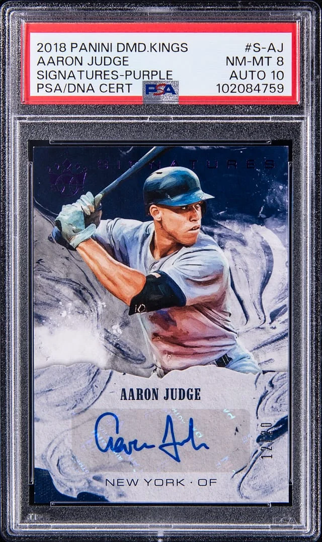 2018 Panini Diamond Kings Aaron Judge Signatures Holo Blue #S-AJ card image