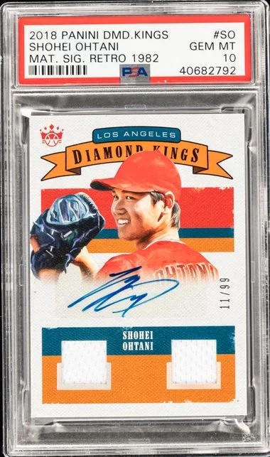 2018 Panini Diamond Kings Shohei Ohtani DK Materials Signatures Retro 1982 #82MS-SO card image