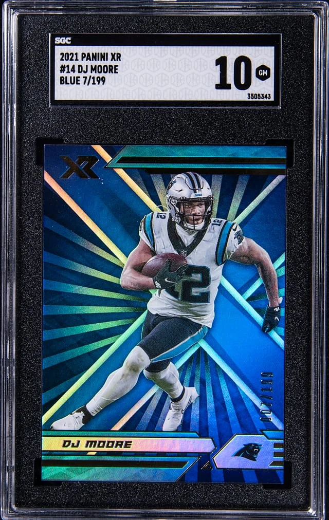 2018 Panini D.J Moore XR Blue #14 card image