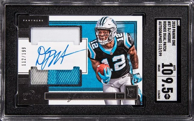 2018 Panini DJ Moore One Dual Patch Autographed #57 card image