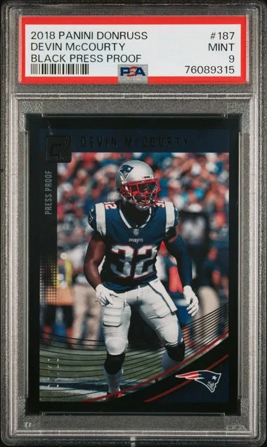 2018 Panini Donruss Devin McCourty Black Press Proof #187 card image