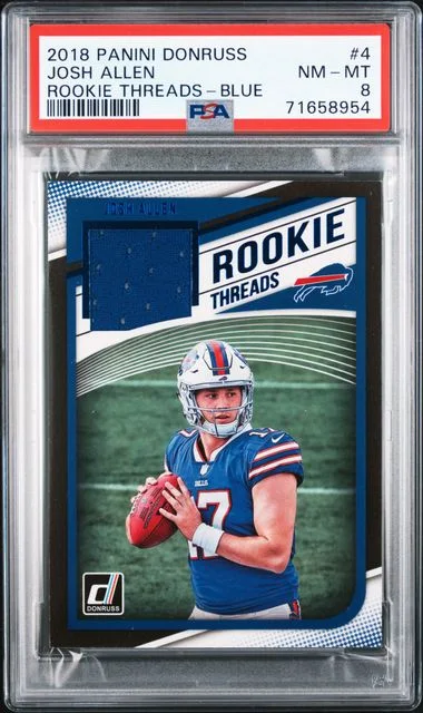 2018 Panini Donruss Josh Allen Threads Blue #4 card image