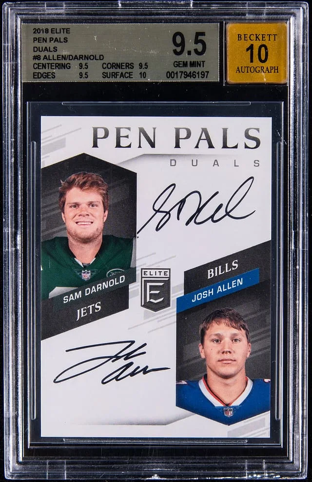 2018 Panini Donruss Josh Allen/Sam Darnold Elite Pen Pals Duals #PPD-AFC card image