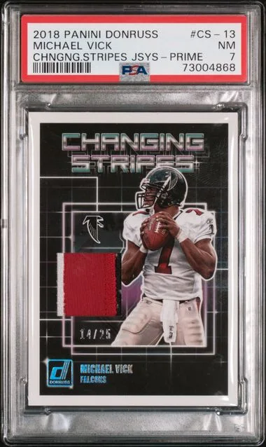 2018 Panini Donruss Michael Vick Changing Stripes Jerseys Prime #CS-13 card image