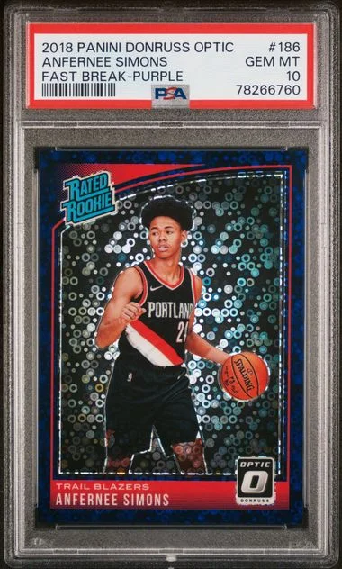 2018 Panini Donruss Optic Anfernee Simons Fast Break-Purple #186 card image