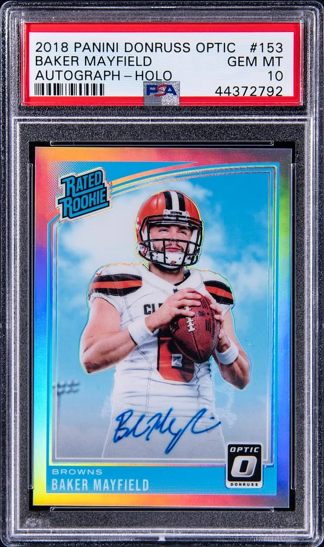 2018 Panini Donruss Optic Bake Mayfield Autograph Holo #153 card image
