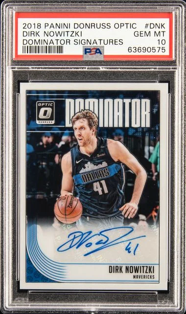 2018 Panini Donruss Optic Dominator Signatures Dnk Dirk Nowitzki #no-number card image