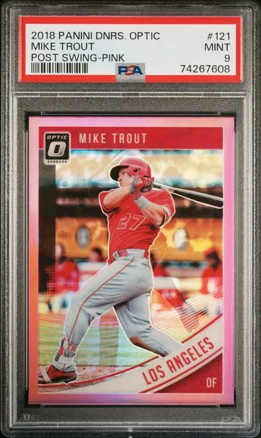 2018 Panini Donruss Optic Mike Trout, Post Swing Pink #121 card image