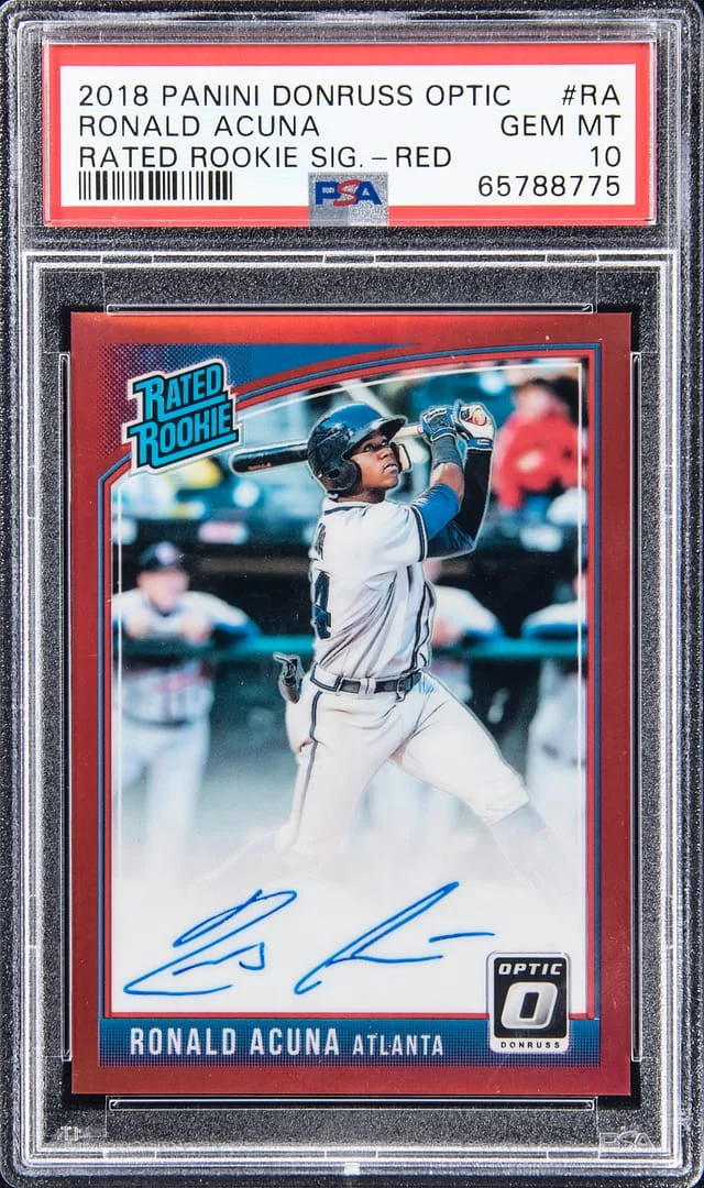 2018 Panini Donruss Optic Ronald Acuna Rated Signatures Red #RRS-RA card image