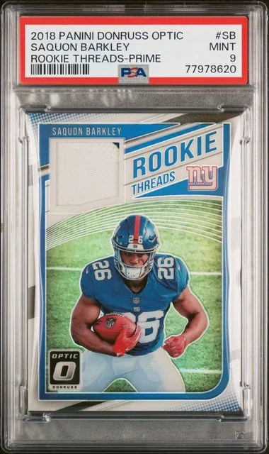 2018 Panini Donruss Optic Saquon Barkley Threads Prime #RT-SB card image