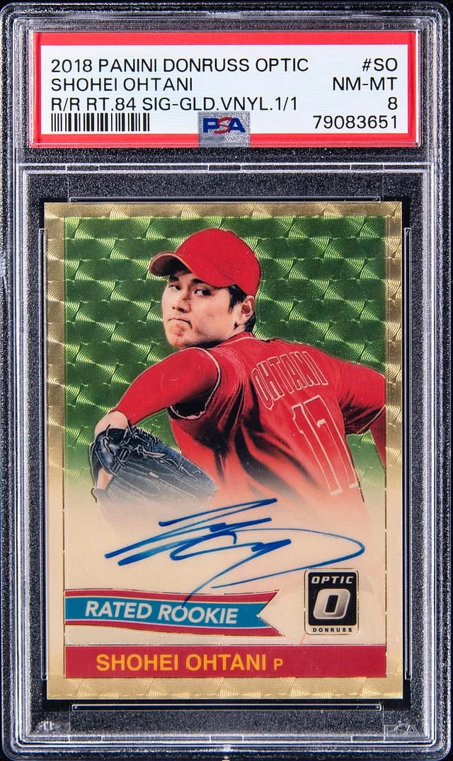 2018 Panini Donruss Optic Shohei Ohtani Rated '84 Signatures Gold Vinyl Prizm #84S-SO card image