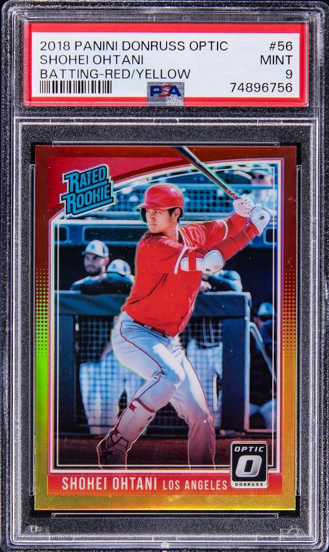 2018 Panini Donruss Optic Shohei Ohtani (Batting) Red/Yellow #56 card image