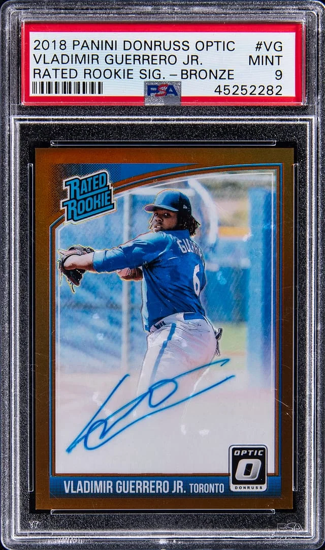 2018 Panini Donruss Optic Vladimir Guerrero Jr. Rated Propsect Signatures Orange #RRS-VG card image