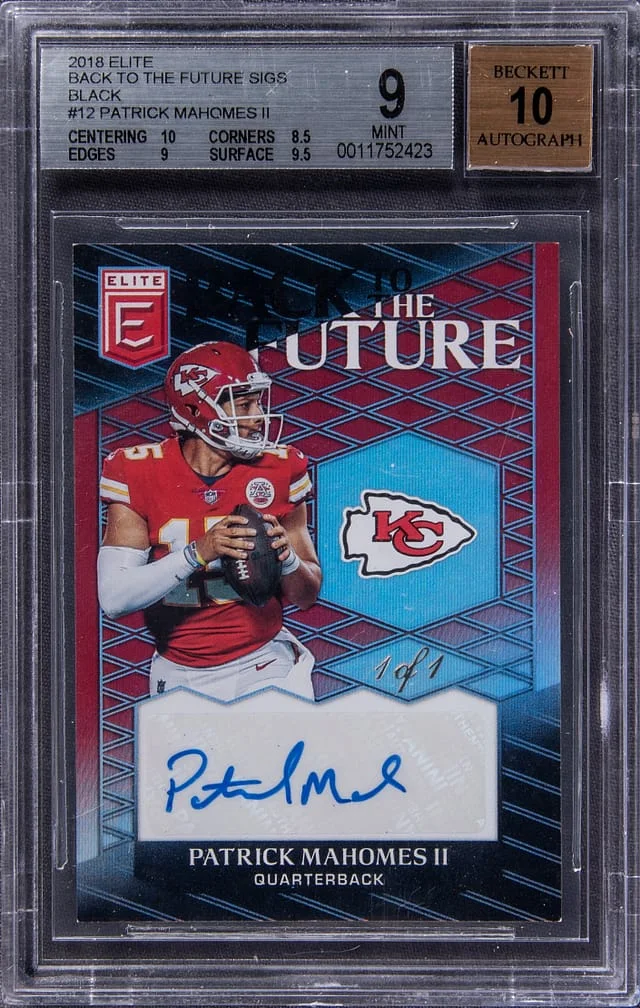 2018 Panini Donruss Patrick Mahomes II Elite Back To The Future Signatures Black #BFS-PM card image