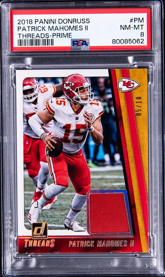 2018 Panini Donruss Patrick Mahomes II Threads Prime #DT-PM card image